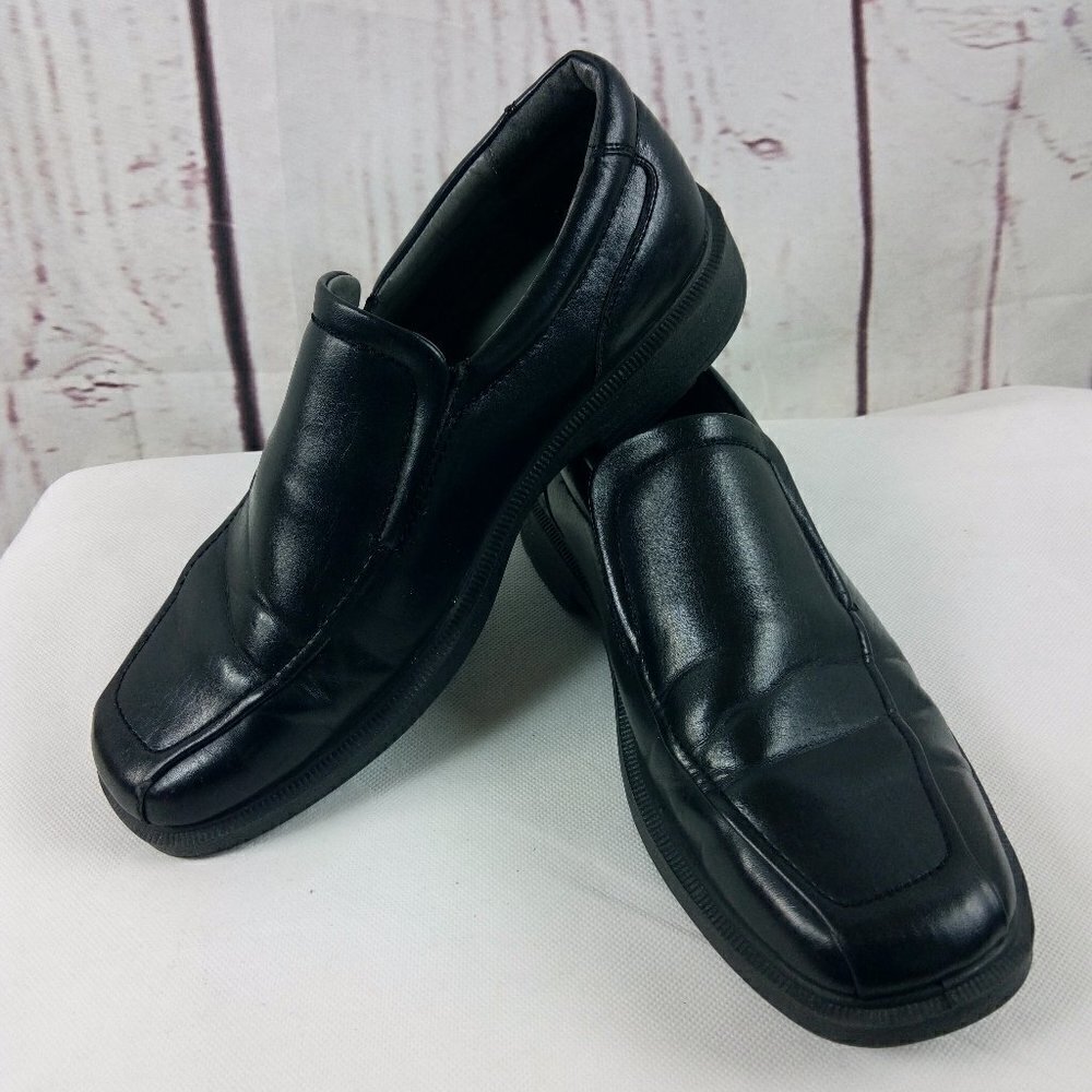 Deer Stags Green Point Men's Black Faux Leather Slip On Loafer Shoes